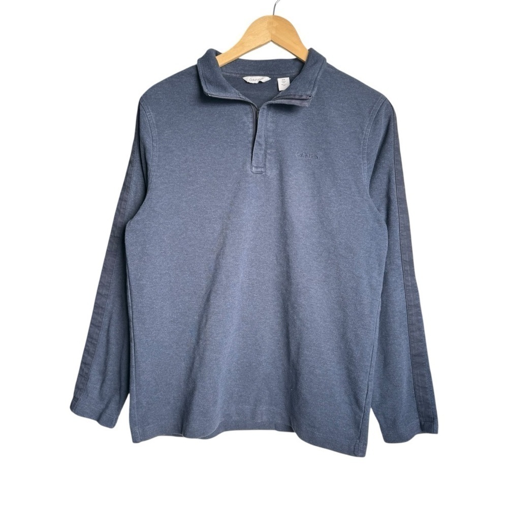 4/$25 Calvin Klein 1/4 Zip Mock Turtleneck Pullover Sweater Size Medium Navy
